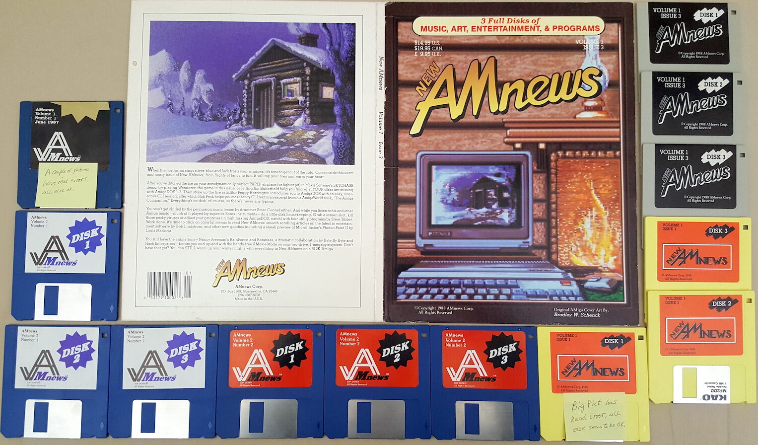 (4) AMnews Disk Magazines ©1988 for Commodore Amiga
