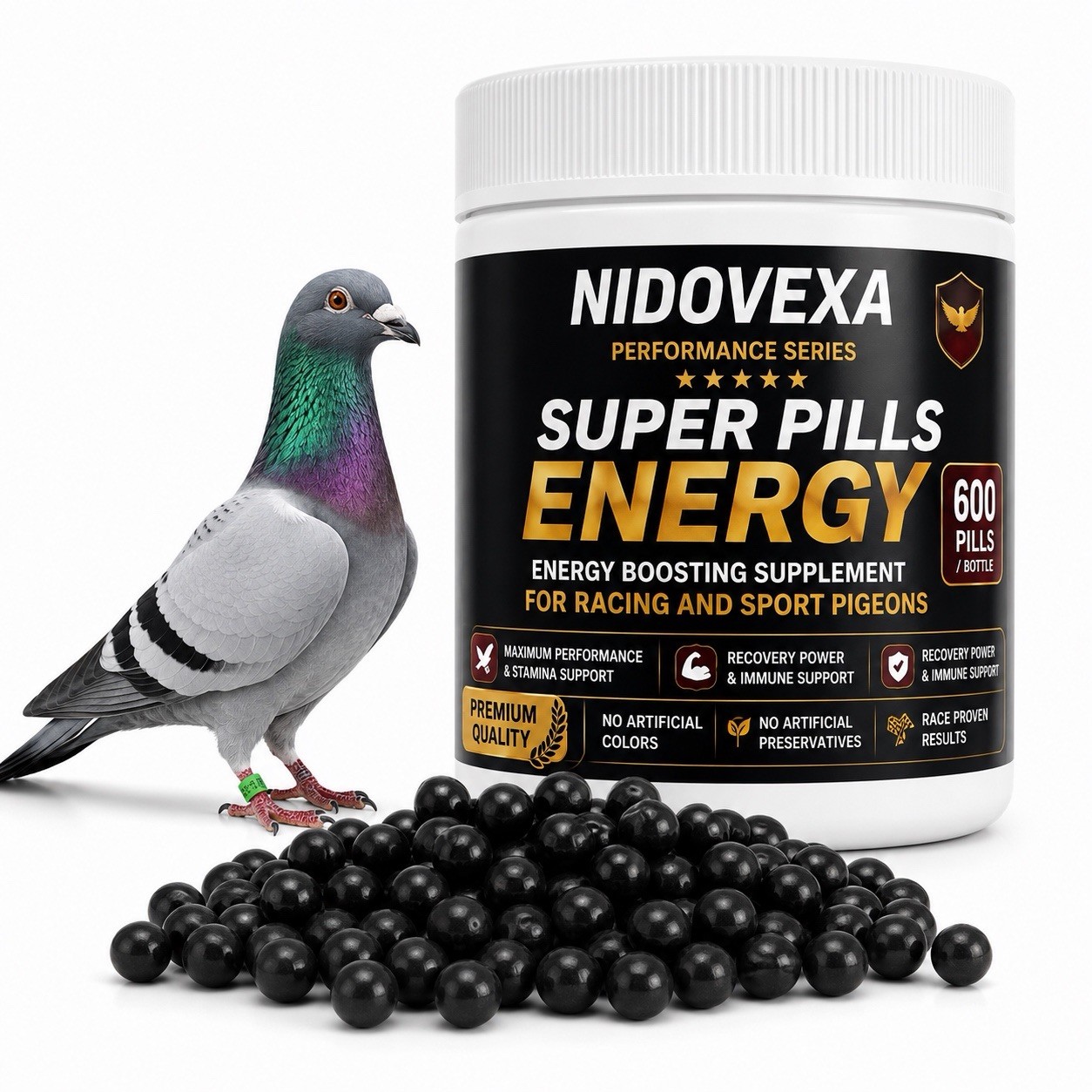 NIDOVEXA Super Pills Energy 600 Pills for Racing & Sport Pigeons