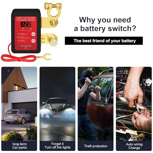 Remote Battery Disconnect Switch-Kill Switch for Car with Voltage black