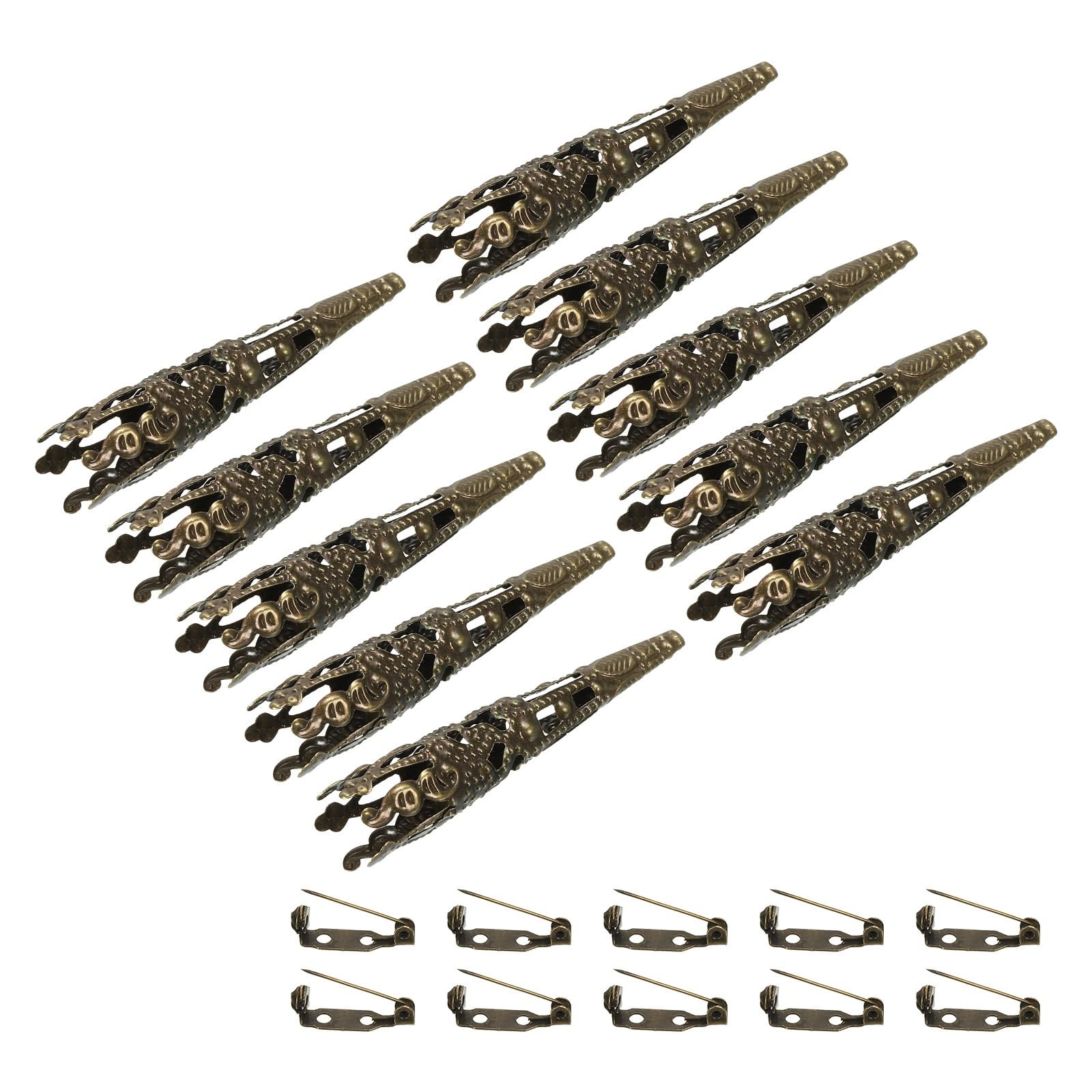 PATIKIL 41mm Corsage Decorative Holder, 10 Pcs Brooch Pin Vase Pocket Bronze