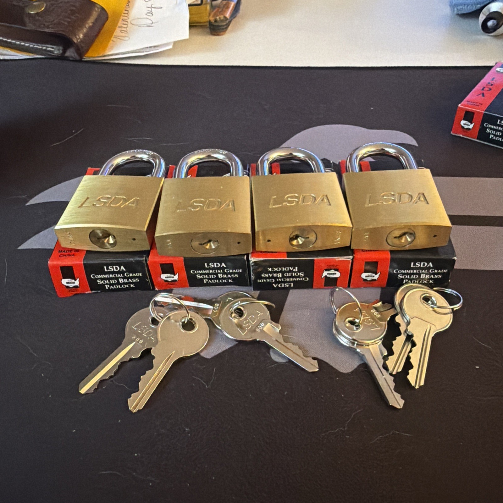 Lot of 4 LSDA Commercial Grade Sold Brass Paired Padlocks KA801 BP400 Brand NEW