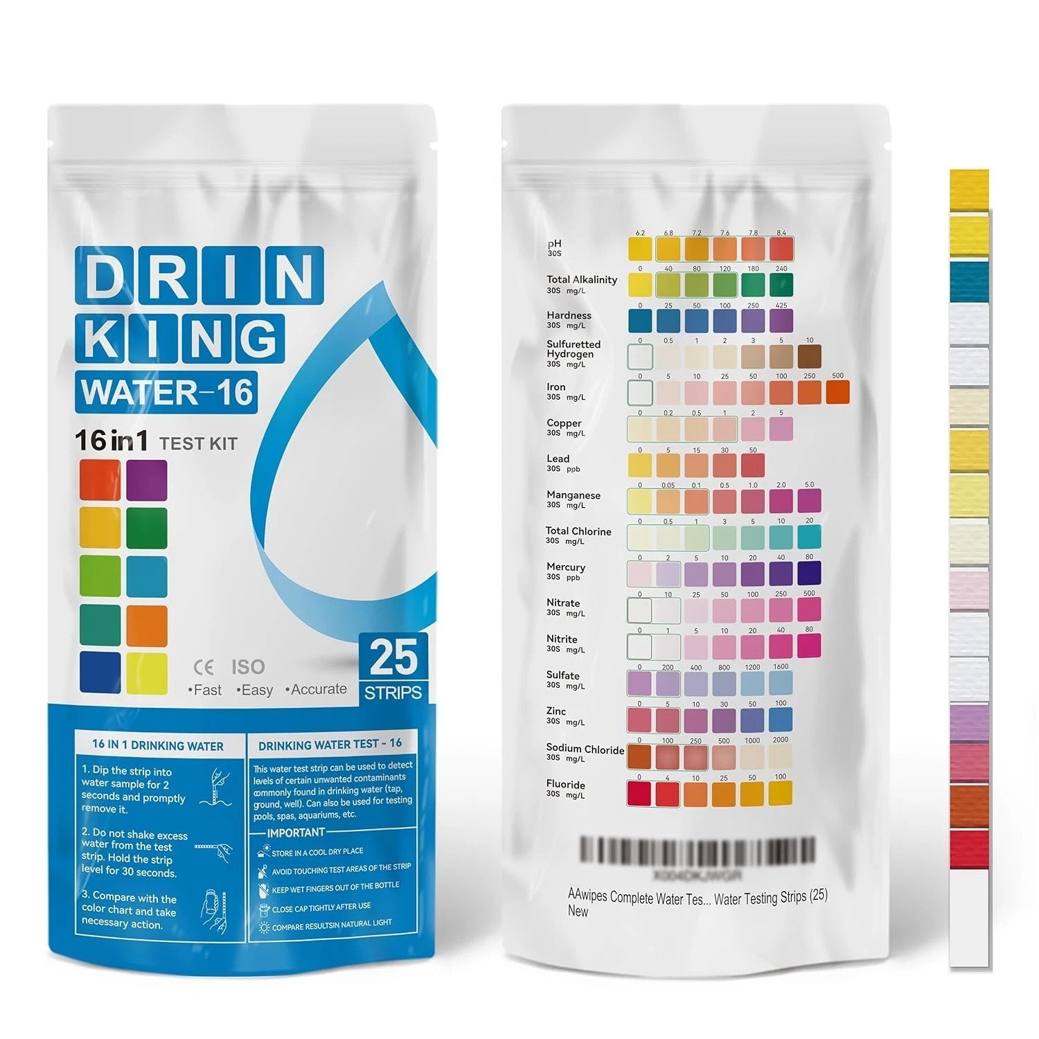 Complete Water Testing Kits for Drinking Water 25 Strips Bag Pack 16 in Well, Ta