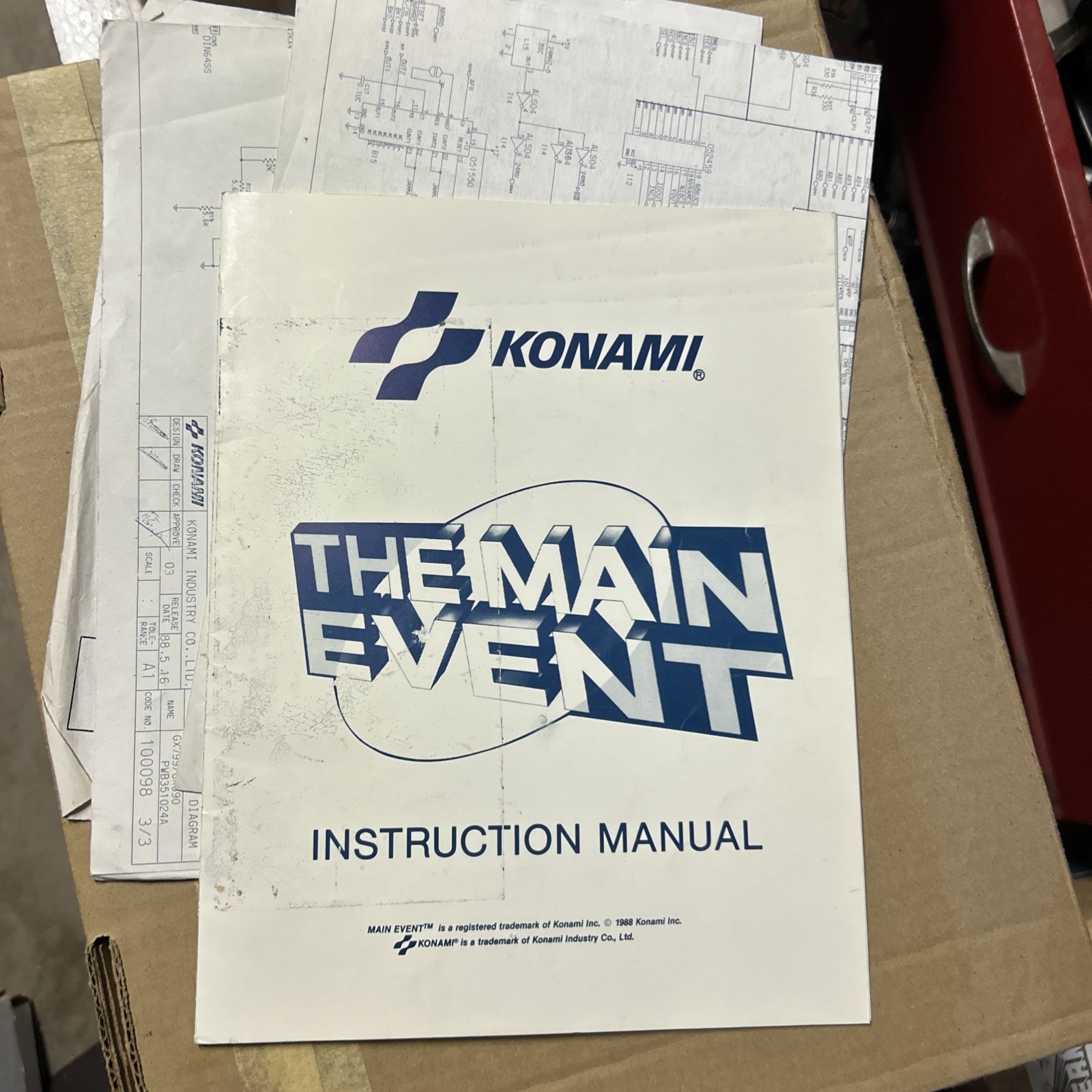 the MAIN EVENT 4 Player W/schematics KONAMI    original arcade video game manual