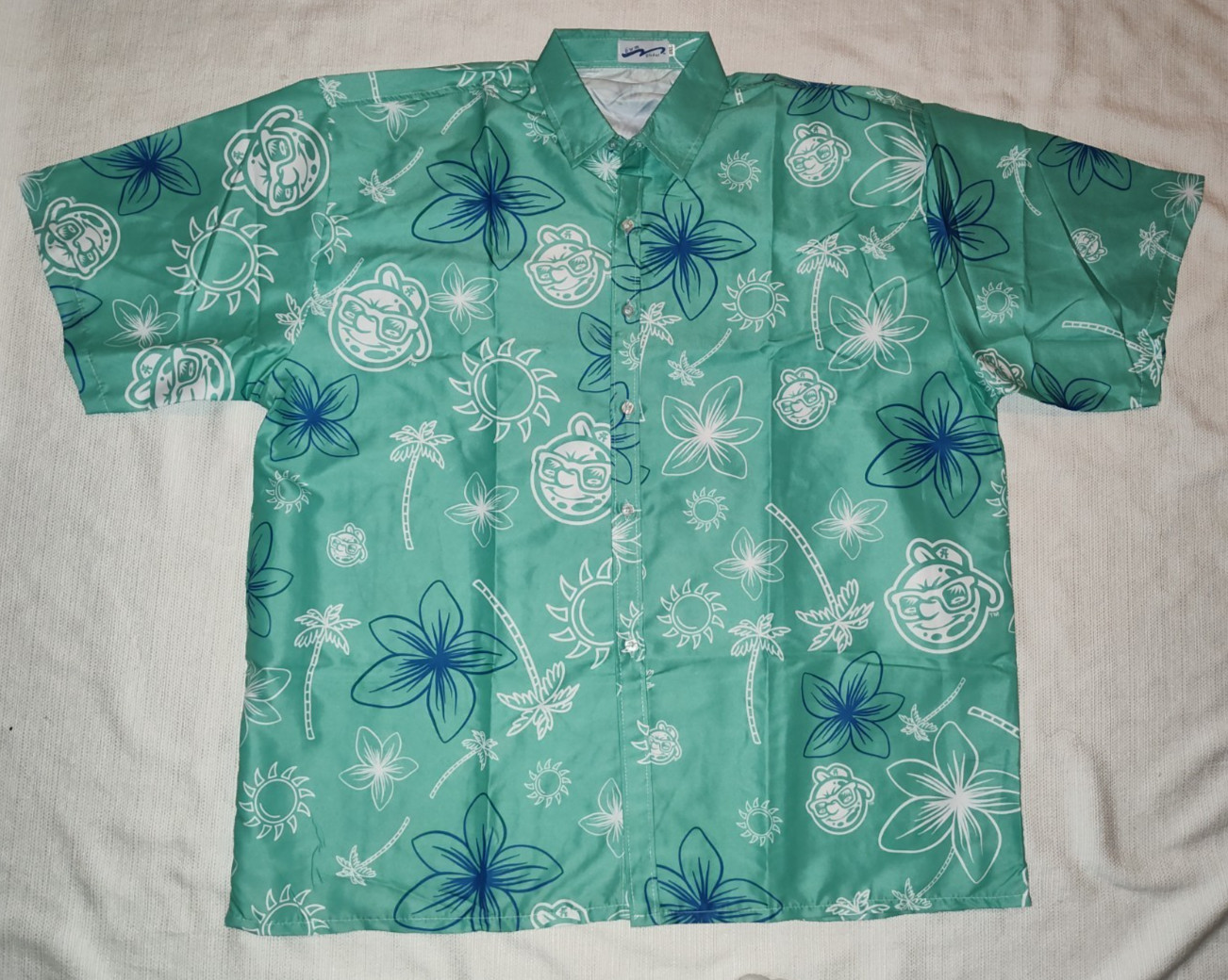 NICE Asheville Tourists SGA Promo Hawaiian Shirt Mr Moon Flowers 2XL NICE USED