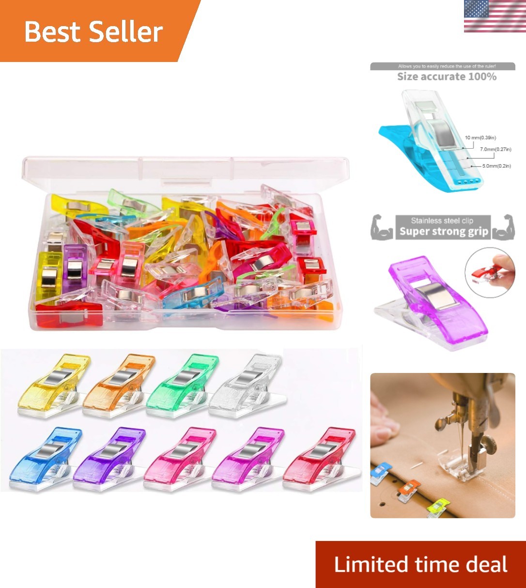 Versatile 30-Pc Sewing Clips with Storage Case - Perfect for Quilting Projects