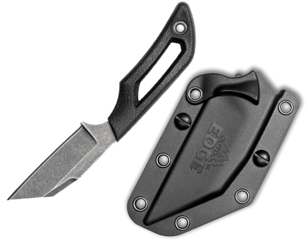 Outdoor Edge Pivot Fixed Blade Knife 2.5" 8Cr13Mov Steel Full Blade TPR Handle