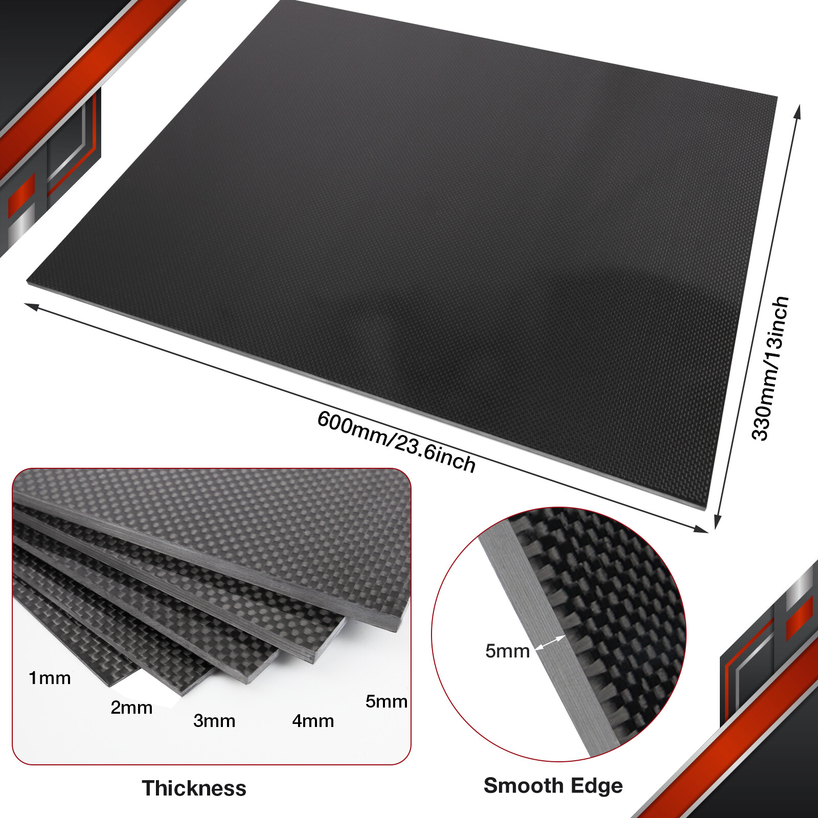 500x500 500X600 100% 3K Carbon Fiber Sheet Laminate Plate Panel 1-4MM Thickness