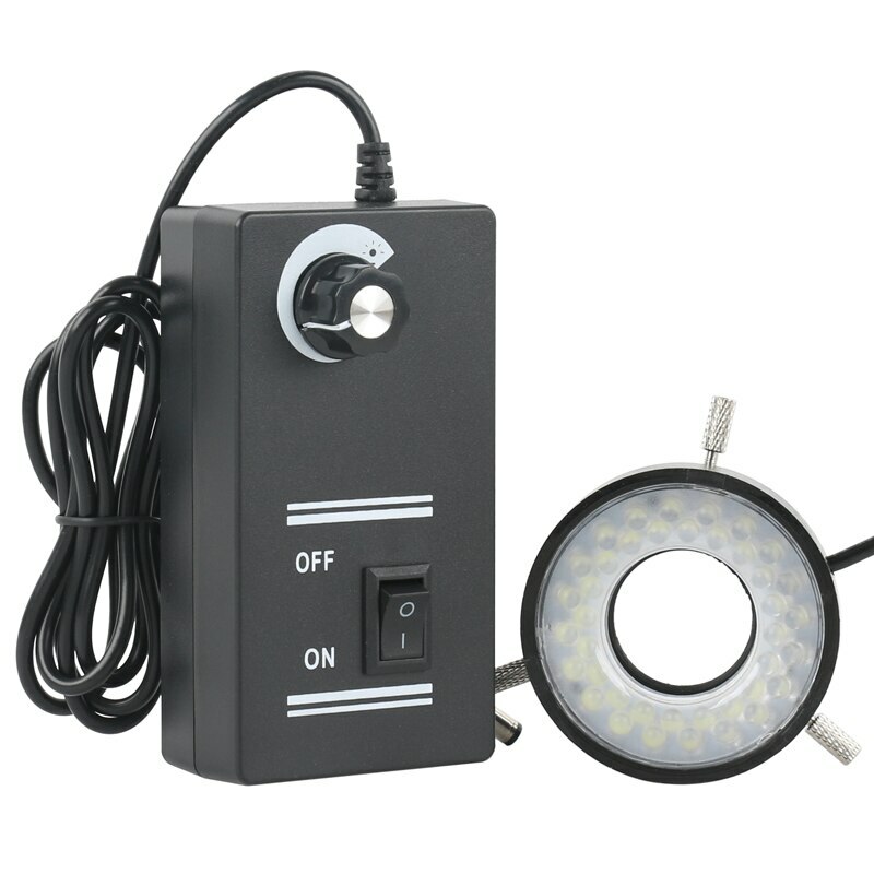 LED Ring Light Source Brightness Adjustable w/40 Led for Video Stereo Microscope
