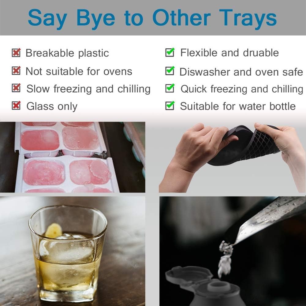 Silicone Mini Ice Cube Trays 3 Pack 160 Crushed Ice for Whiskey