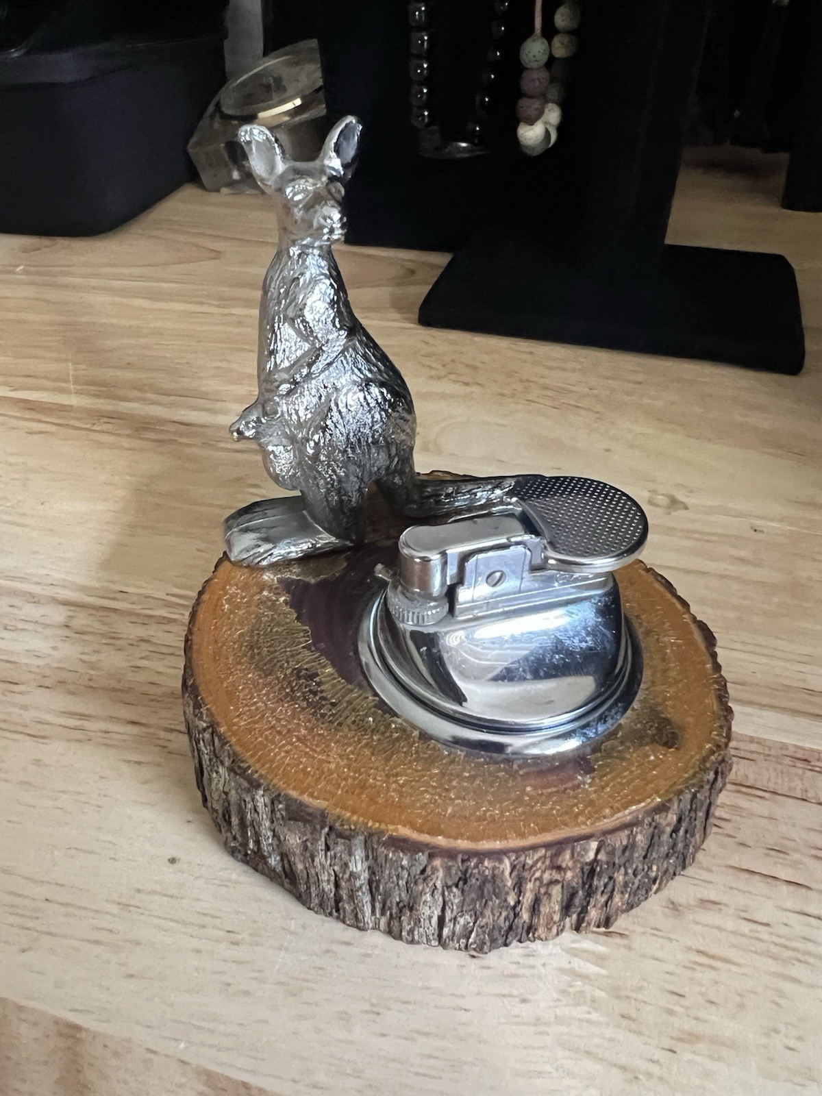 Kangaroo with lighter on genuine Australian Mulga