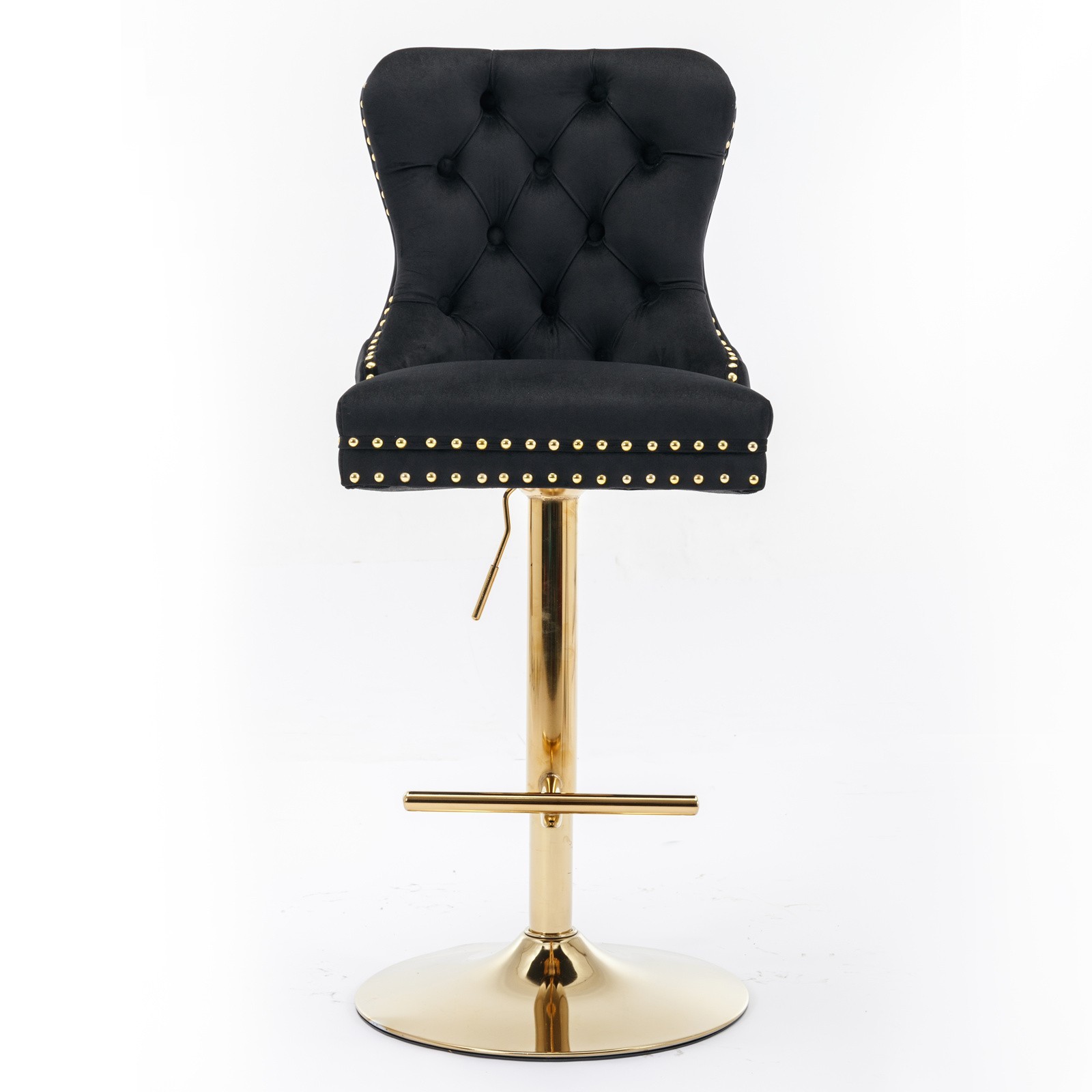 A&A Furniture Golden Swivel Velvet Barstools - Adjustable (27-35"), Tufted