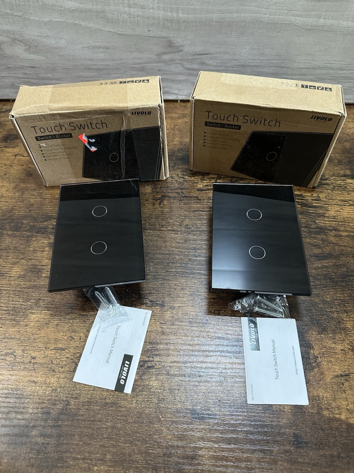 Lot 2 Livolo Glass Touch Light Switch 2 Gang Black Capacitive Open Box
