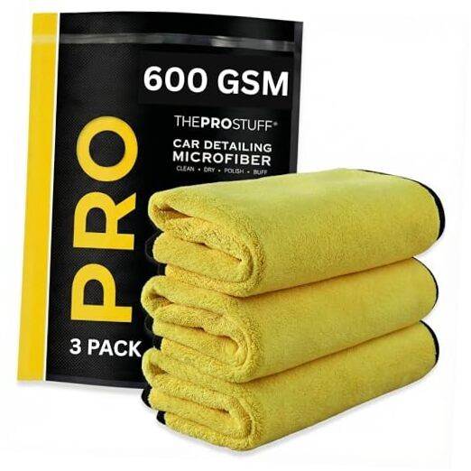 Car Detailing Microfiber Towels - 600 GSM Thick Plush Auto Medium to Large 3.0