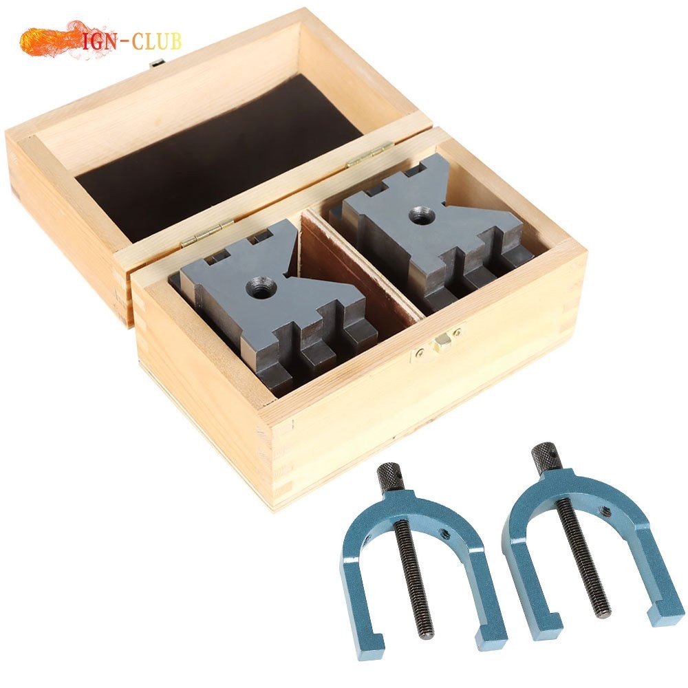 Machinist 2-3/8" x 2-3/4" x 2" V-Blocks Clamp Set Hardened Steel New