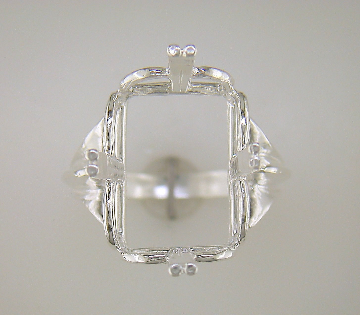 Emerald Cut Regalle Solitaire Ring Setting Sterling Silver