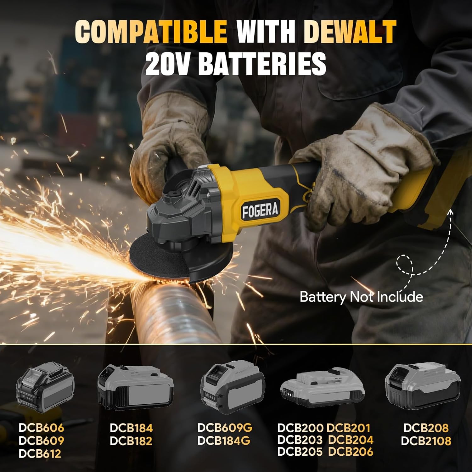 Cordless Angle Grinder 4-1/2 Inch Power Grinder Tool Compatible with Dewalt 20V