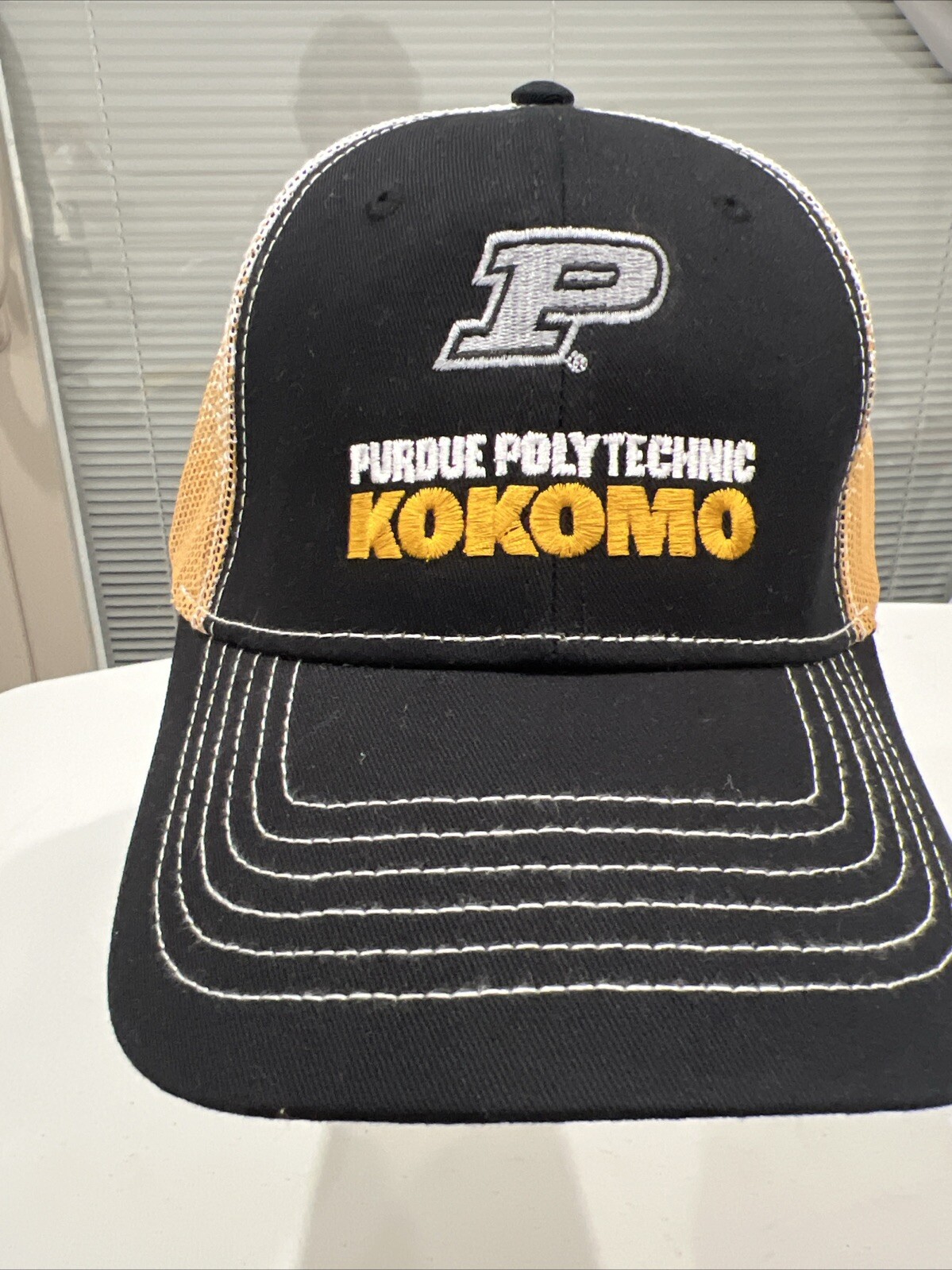 Purdue Polytechnic Kokomo Black Gold Trucker Hat Cap Snapback Cap America EUC