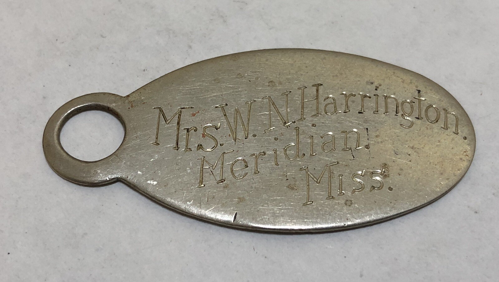 Vintage MERIDIAN MISS  Lost-Found Key Fob - Harrington / O'Flinn (Mississippi)
