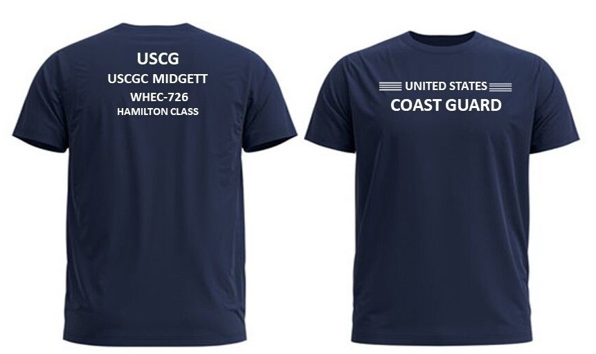 USCGC MIDGETT WHEC-726 * HAMILTON CLASS *2-SIDED PERFORMANCE POLYESTER SHIRT