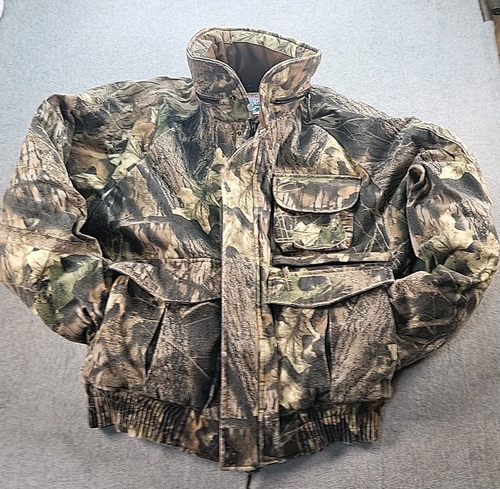 Vntg Realtree Field &  Stream quilt lined full zip hooded hunting Coat Size L