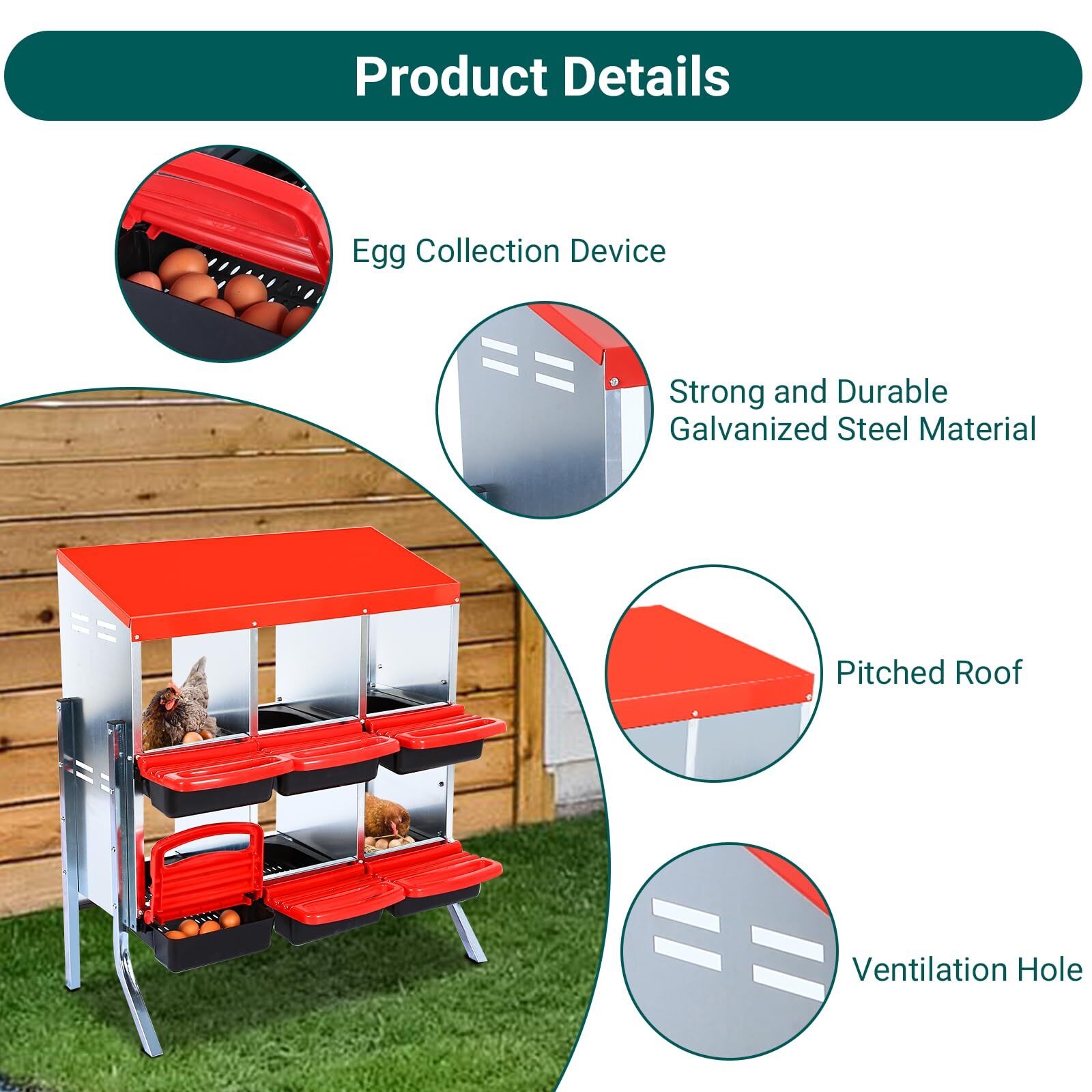 Chicken Nesting Box, 6/8/10 Compartments Nesting Box Nesting Boxes for Chicken