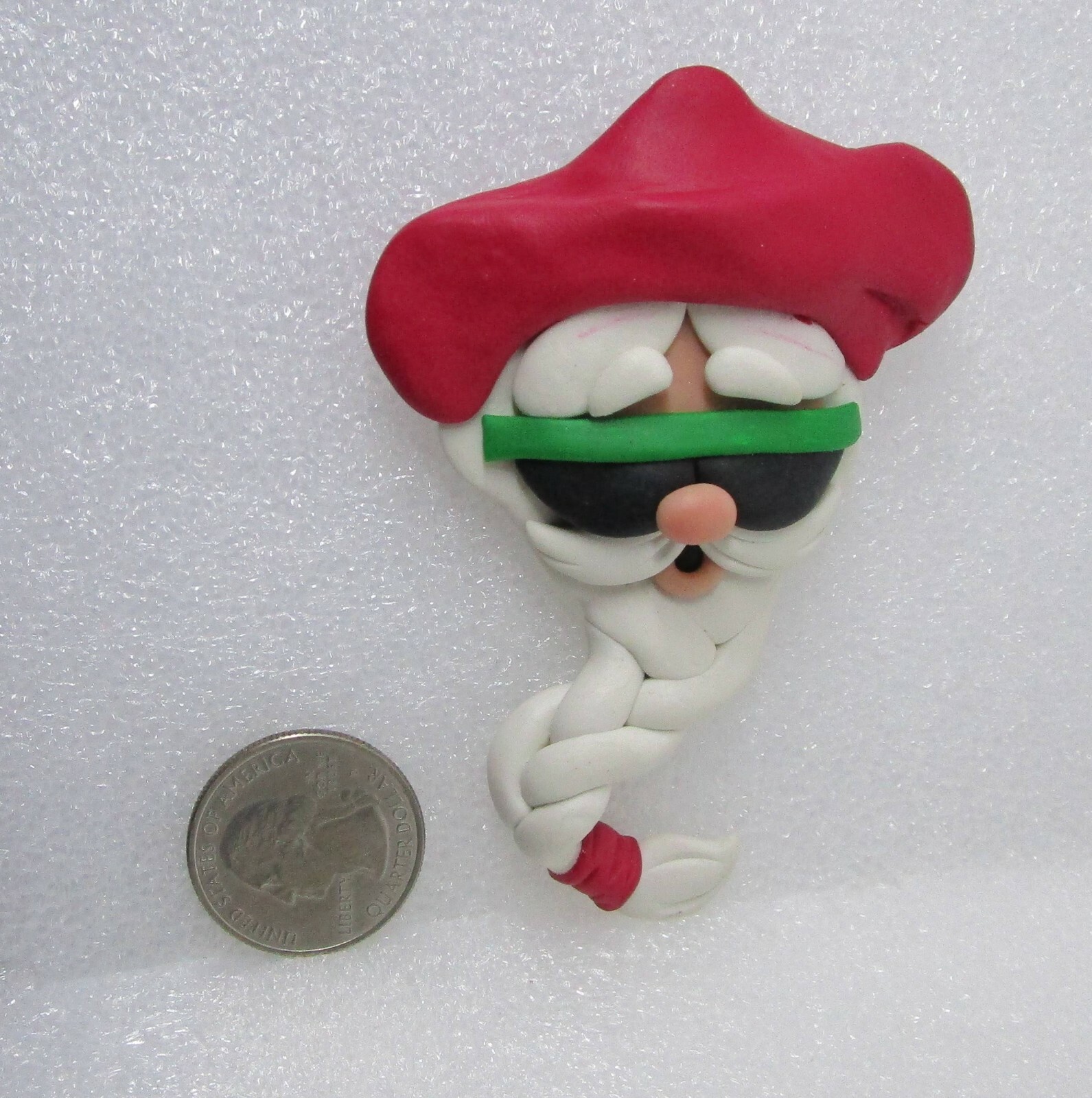Gone Troppo Handcrafted Clay Santa Claus Wearing Sunglasses Pin