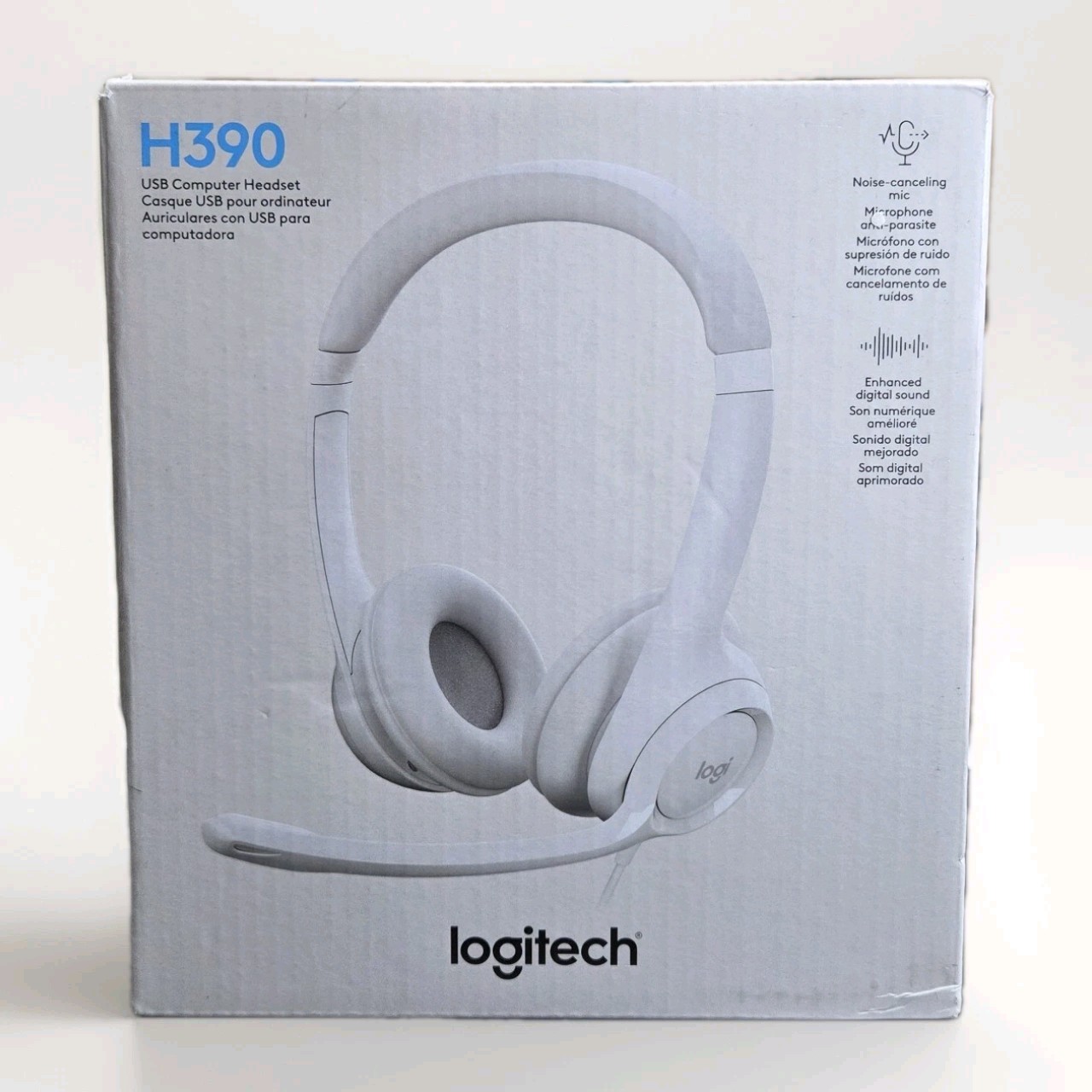 Logitech H390 Wired USB On-Ear Stereo Headphones with Mic PC Laptop Rose White