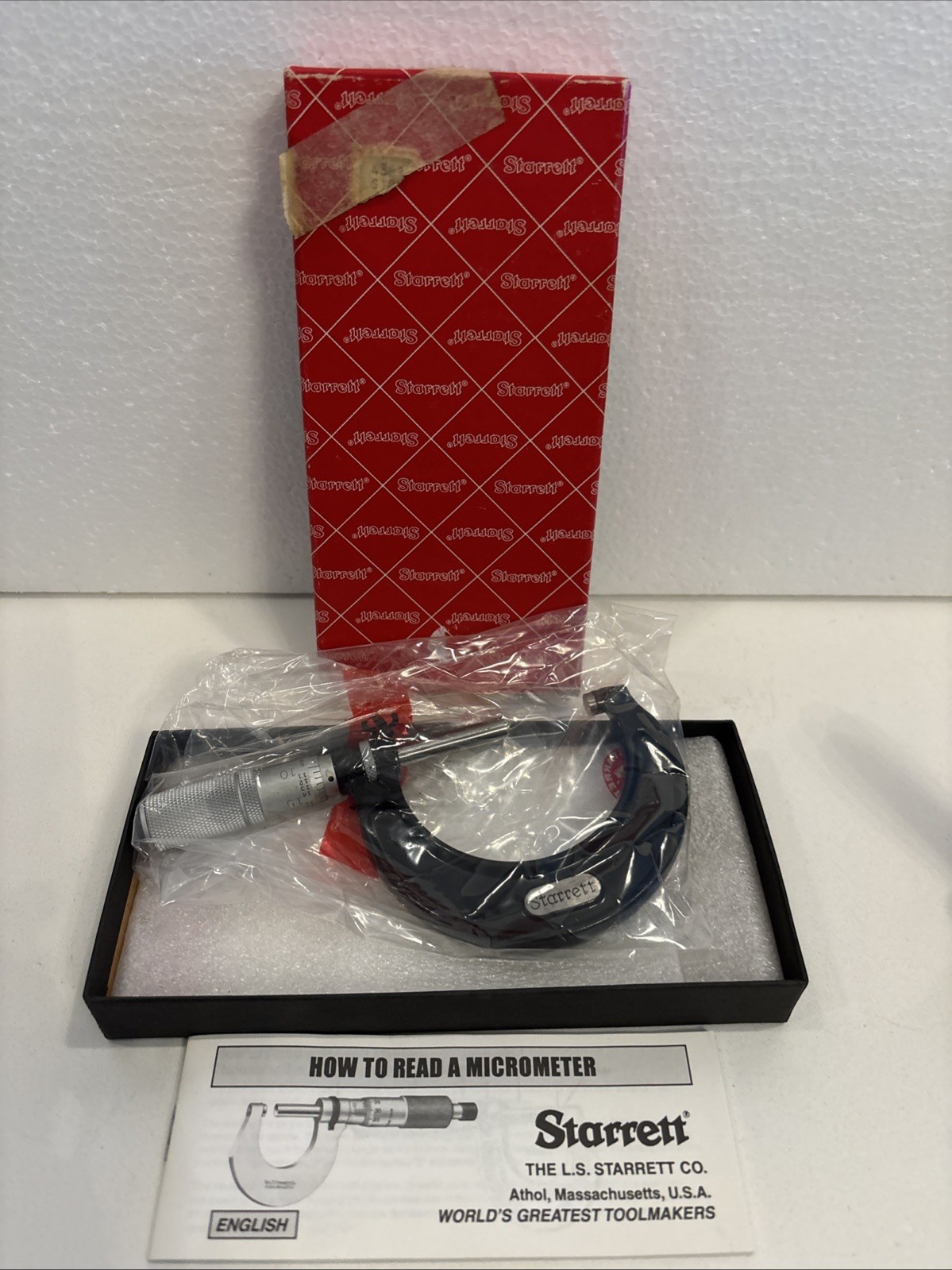 Starrett 436FL-2 Outside Micrometer, 1-2" Range, .001" Graduation