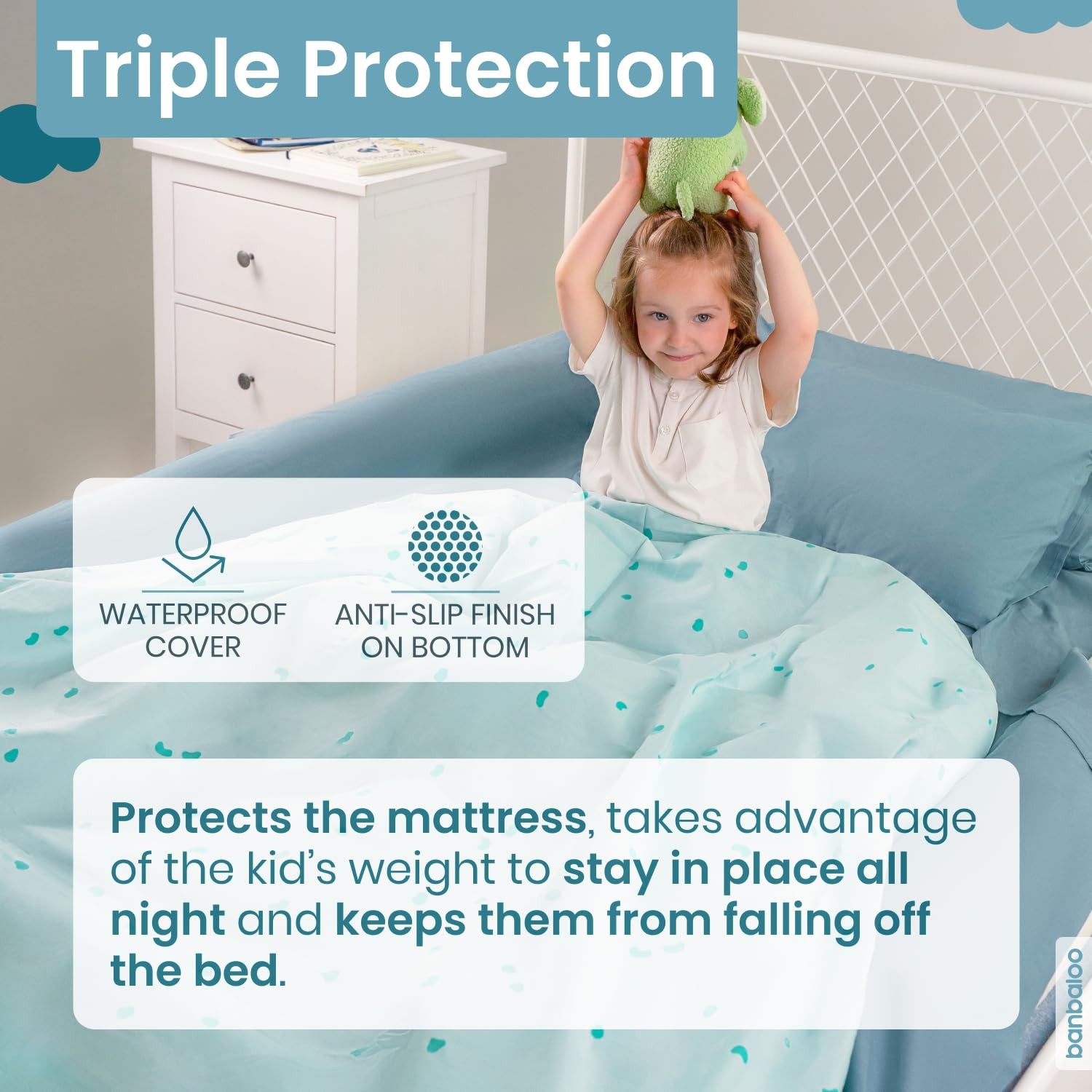 BANBALOO | Bed Bumper for Toddlers - Premium (60 with Cover), White