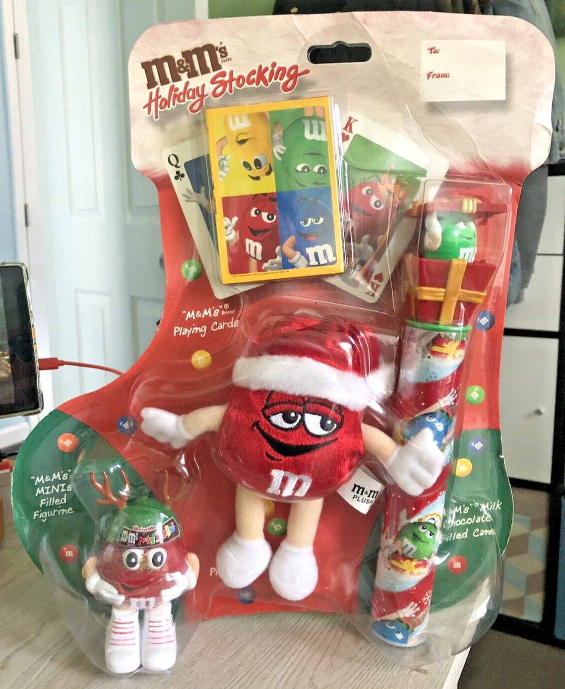 Vintage M&M's Holiday Stocking Set of Candy Filled Containers & other Items