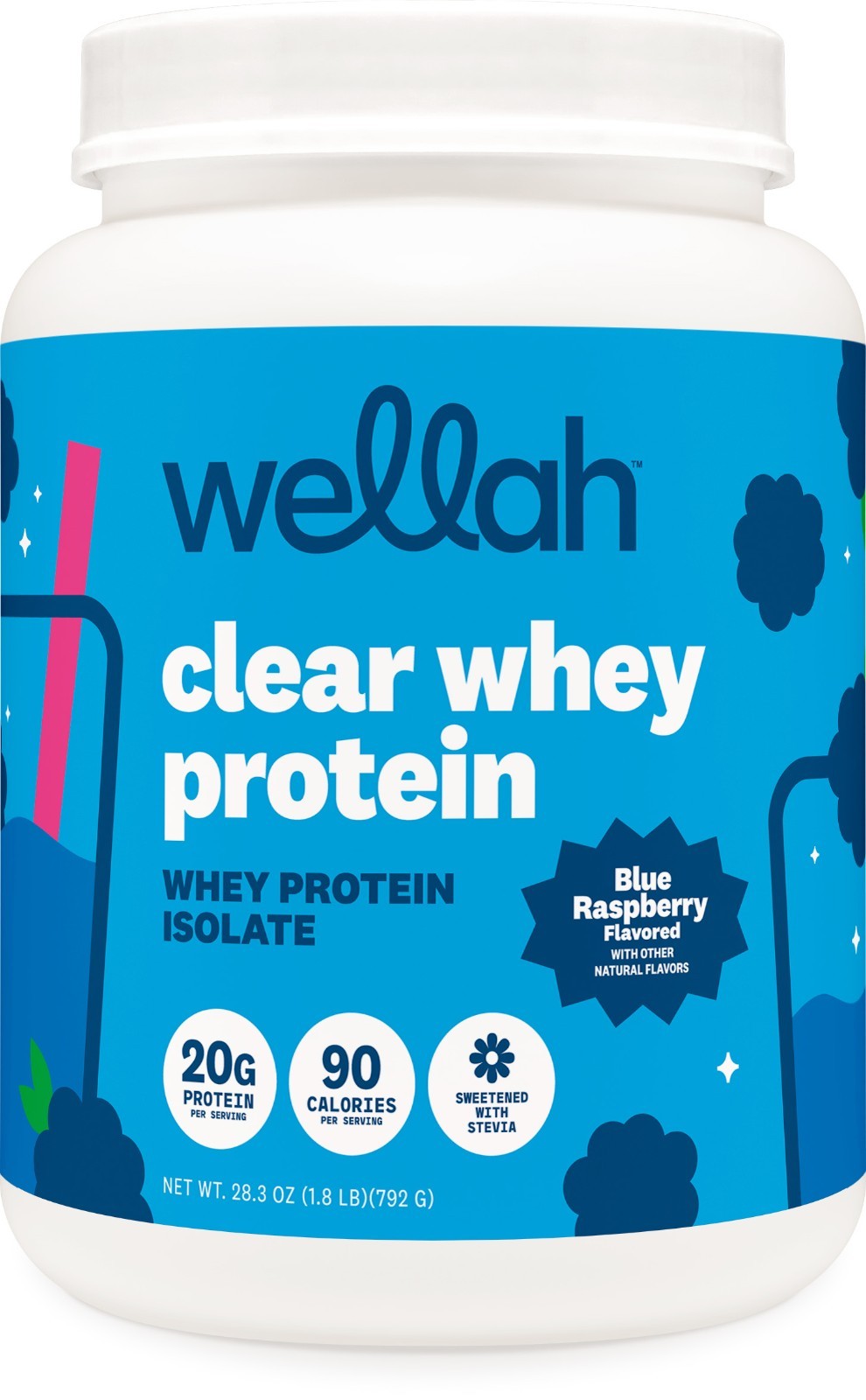Wellah Clear Whey Protein Isolate Powder (Blue Raspberry) 30 Servings