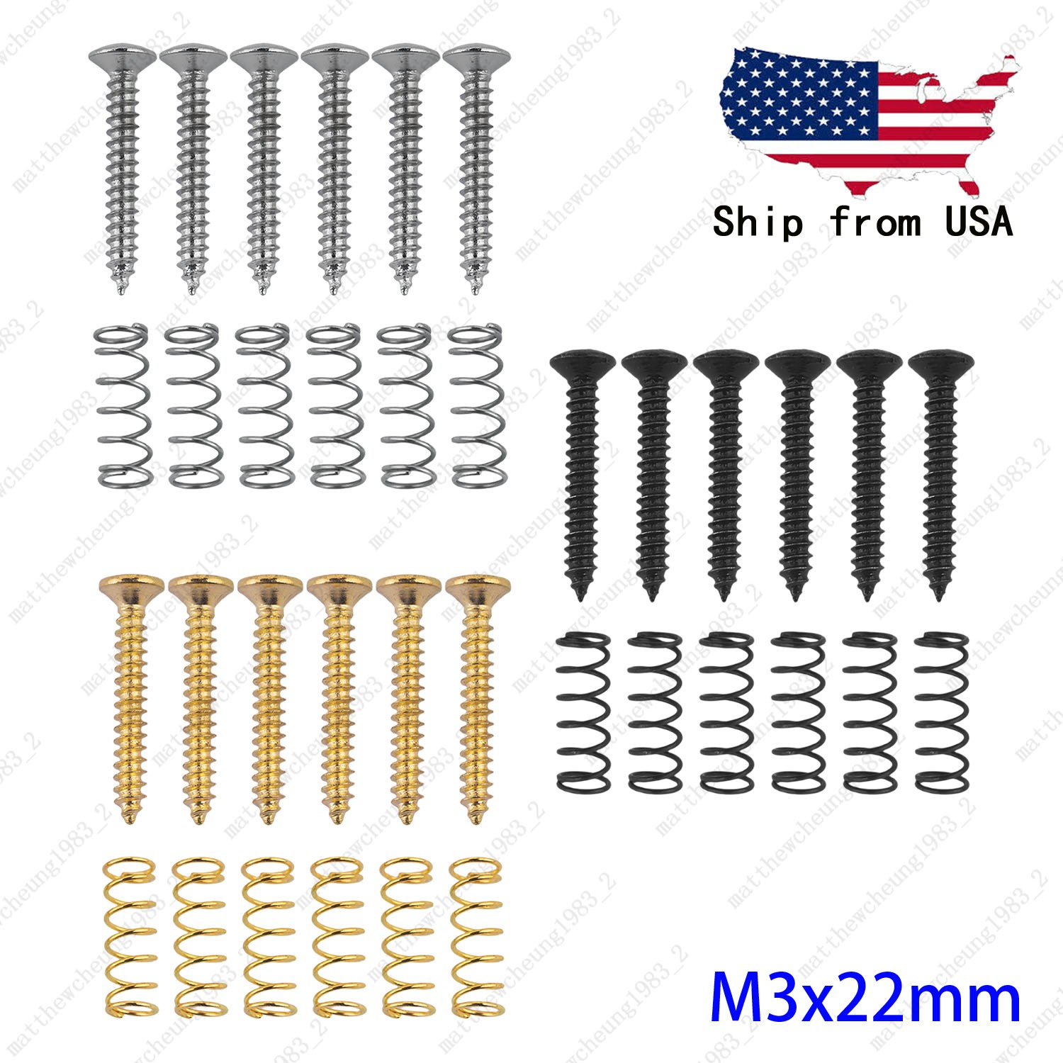 6pcs Pickup Adjust Height Screws & Straight Springs for Single Coil Strat/Tele