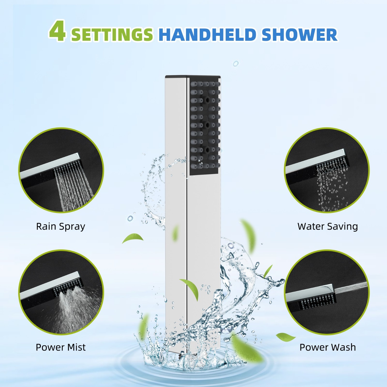 10 In Rain Shower Head Combo with 4 Setting Handheld Spray Adjustable Slide Bar