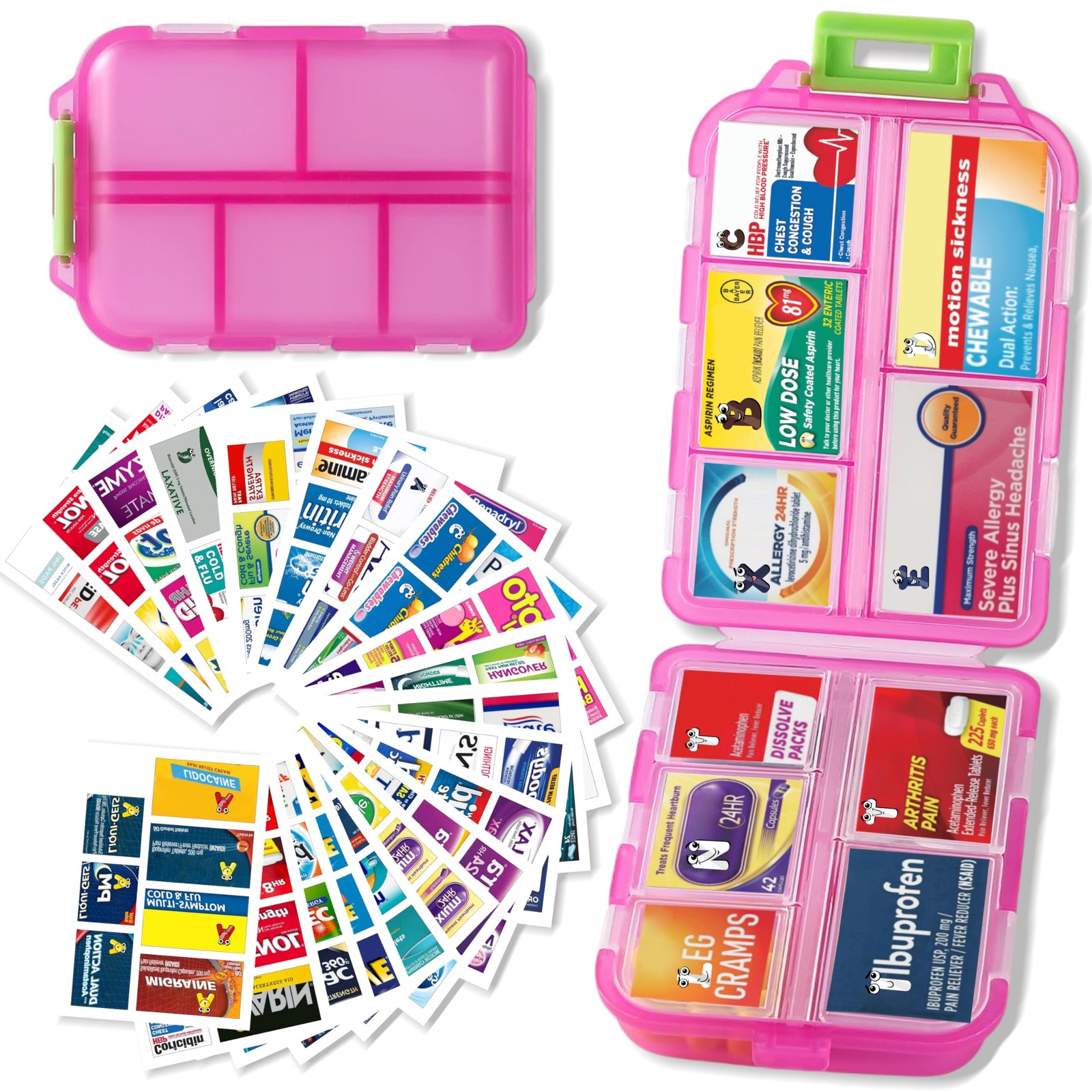 Pill Organizer with Medicine Labels Travel Daily Pill Container Mini Medicati...