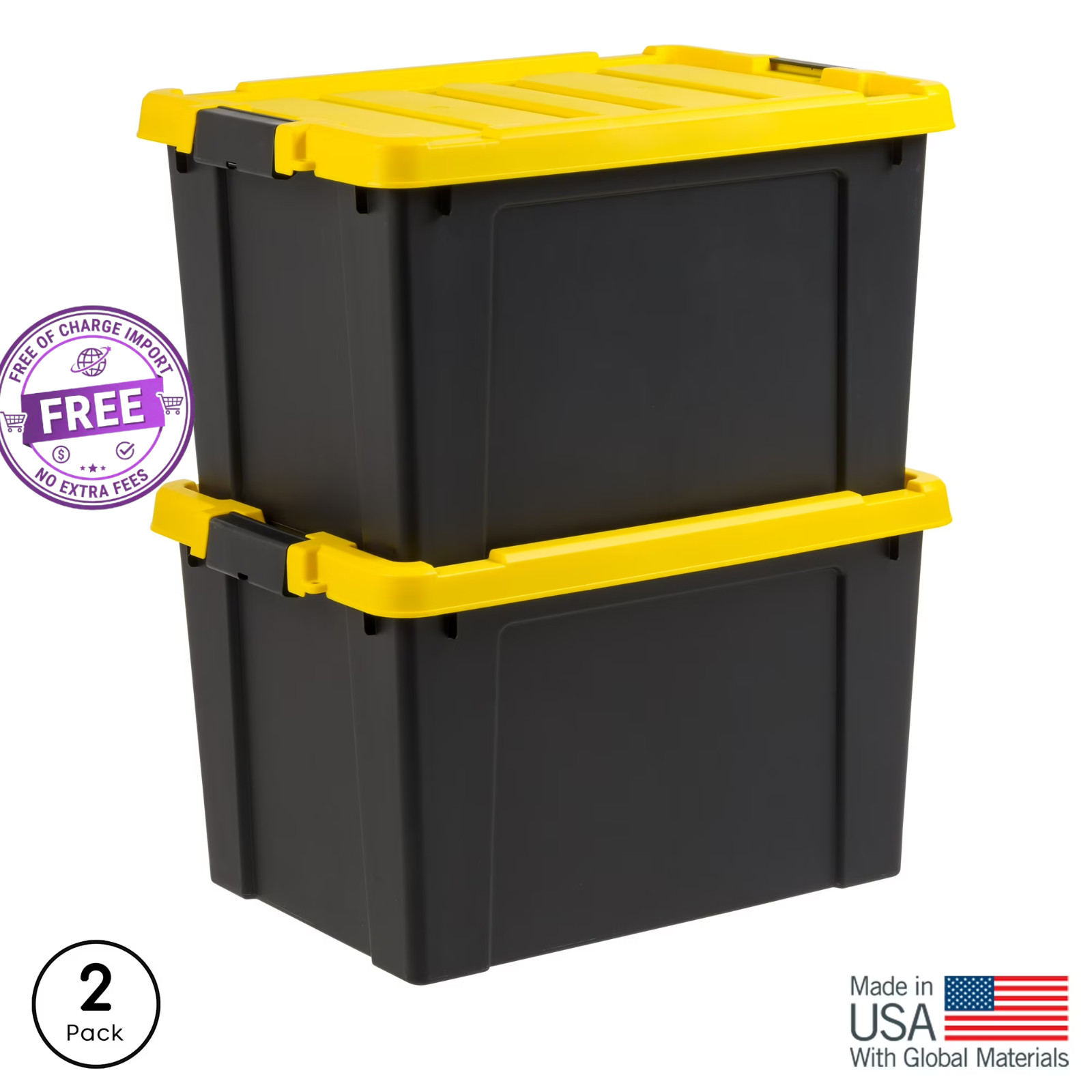 2-Pack IRIS 19 Gallon Black Plastic Latching Storage Bin with Lid Tote, Plastic
