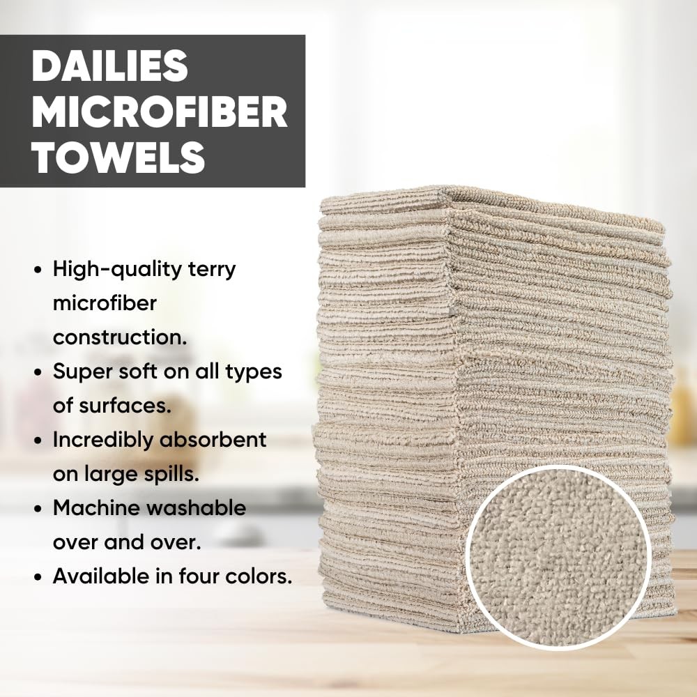 Microfiber Dailies Microfiber Cleaning Cloths 60-Pack (beige) 12"x10" Fits