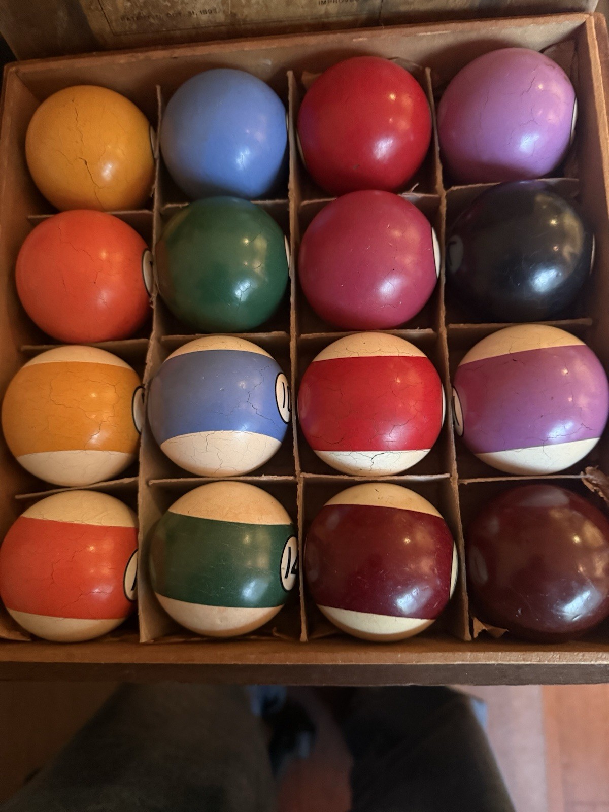 Antique Billiard Box And Balls