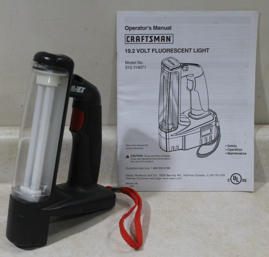 TESTED Craftsman C3 19.2v Volt Fluorescent Worklight 315.114071 EXCELLENT