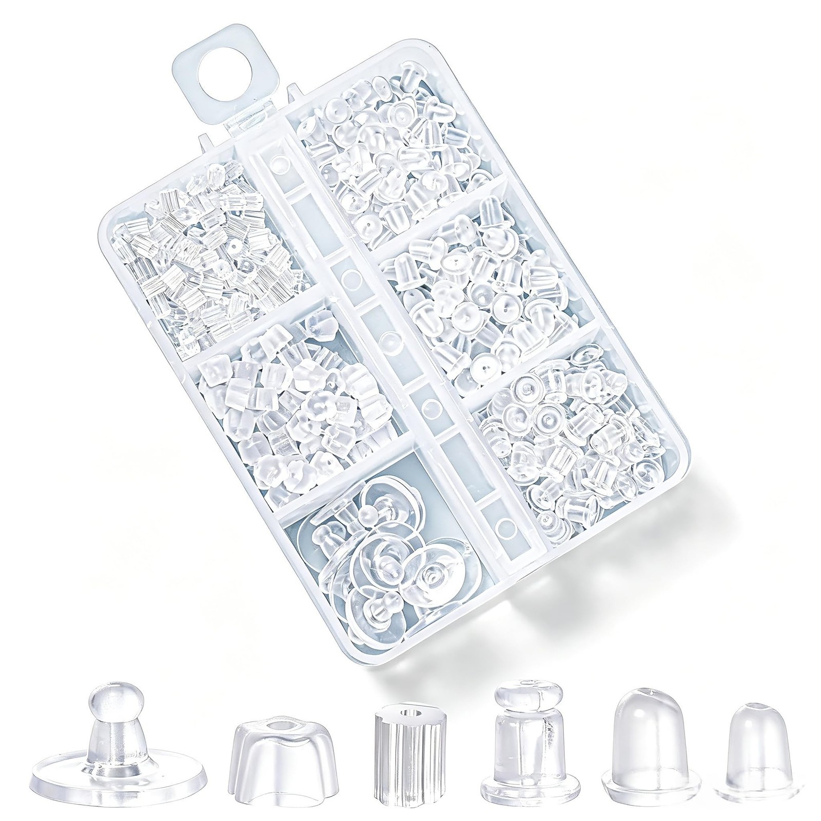 6 Styles 600Pcs Silicone Earring Backs Clear Soft Plastic Rubber Earring Backing