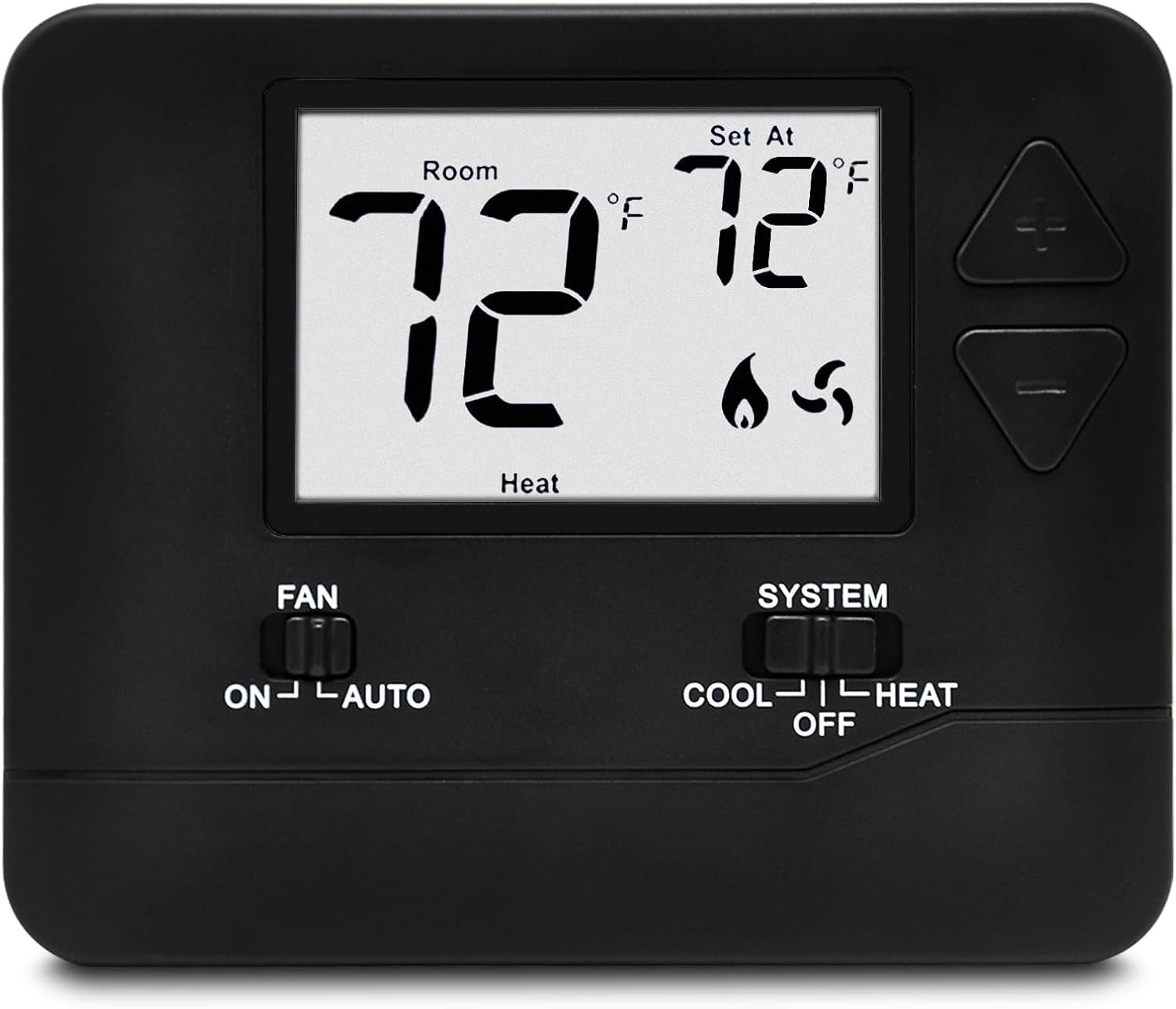 ELECTECK Non-Programmable Digital Thermostat for Home, up to 1 Heat/1 Black