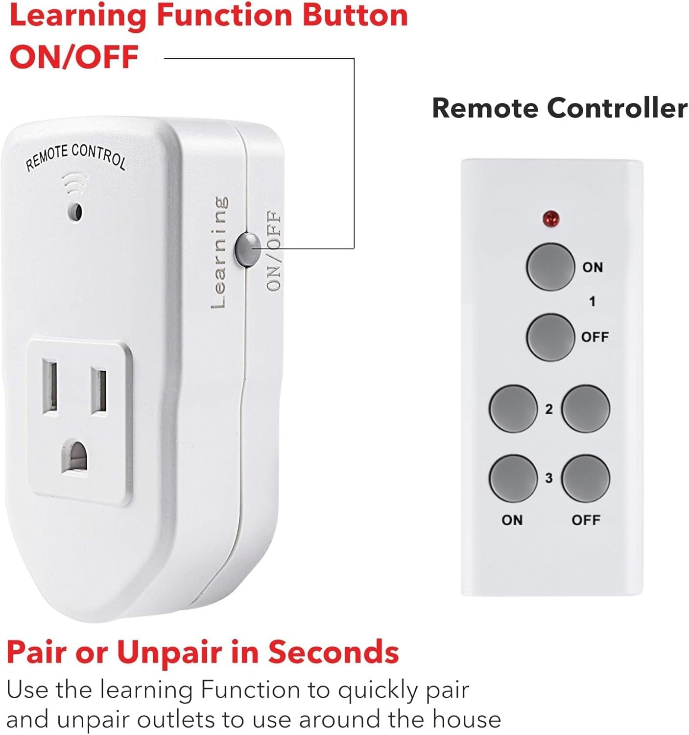 Wireless Remote Control Outlet - 100ft Long Range for Lights & Appliances