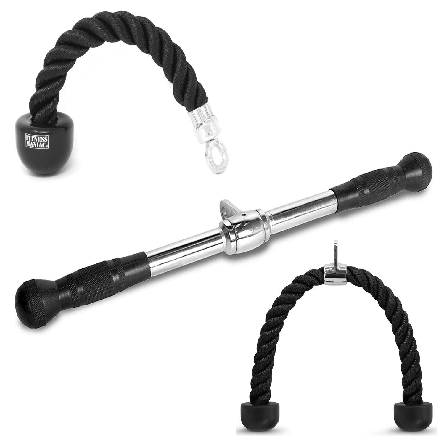 Tricep Press Down Cable Machine Attachment LAT Pulldown Gym Bundle