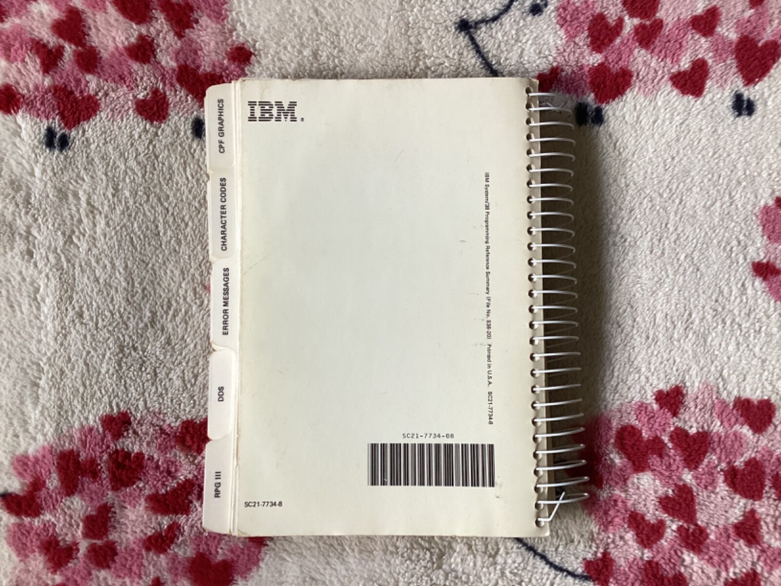 IBM SYSTEM/38 PROGRAMMING REFERENCE SUMMARY SC21-7734-8 FILE No. S38-20 NOV 1986