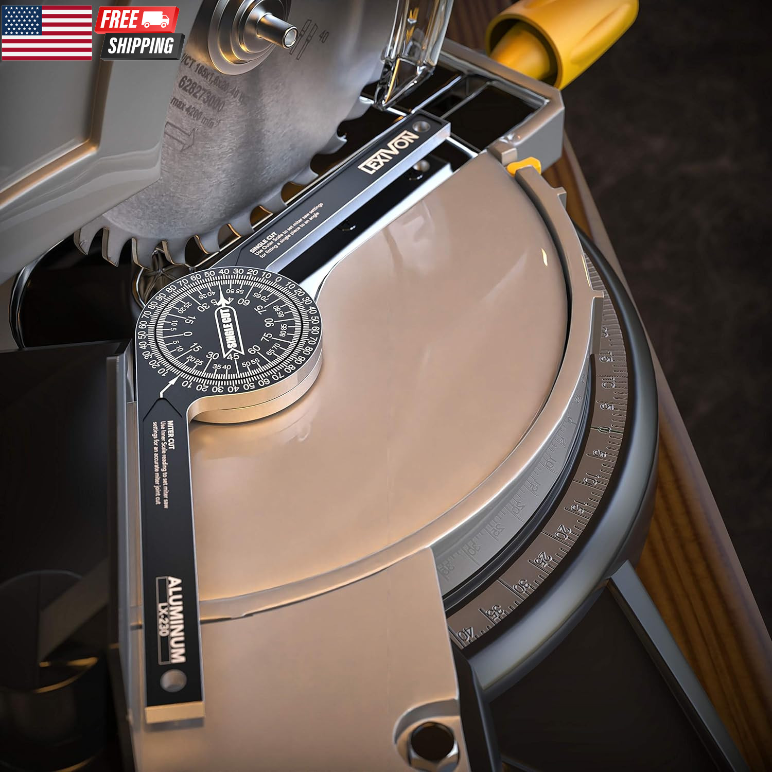 Aluminum Miter Saw Protractor | 7-Inch Rust Proof Angle Finder Featuring Precisi