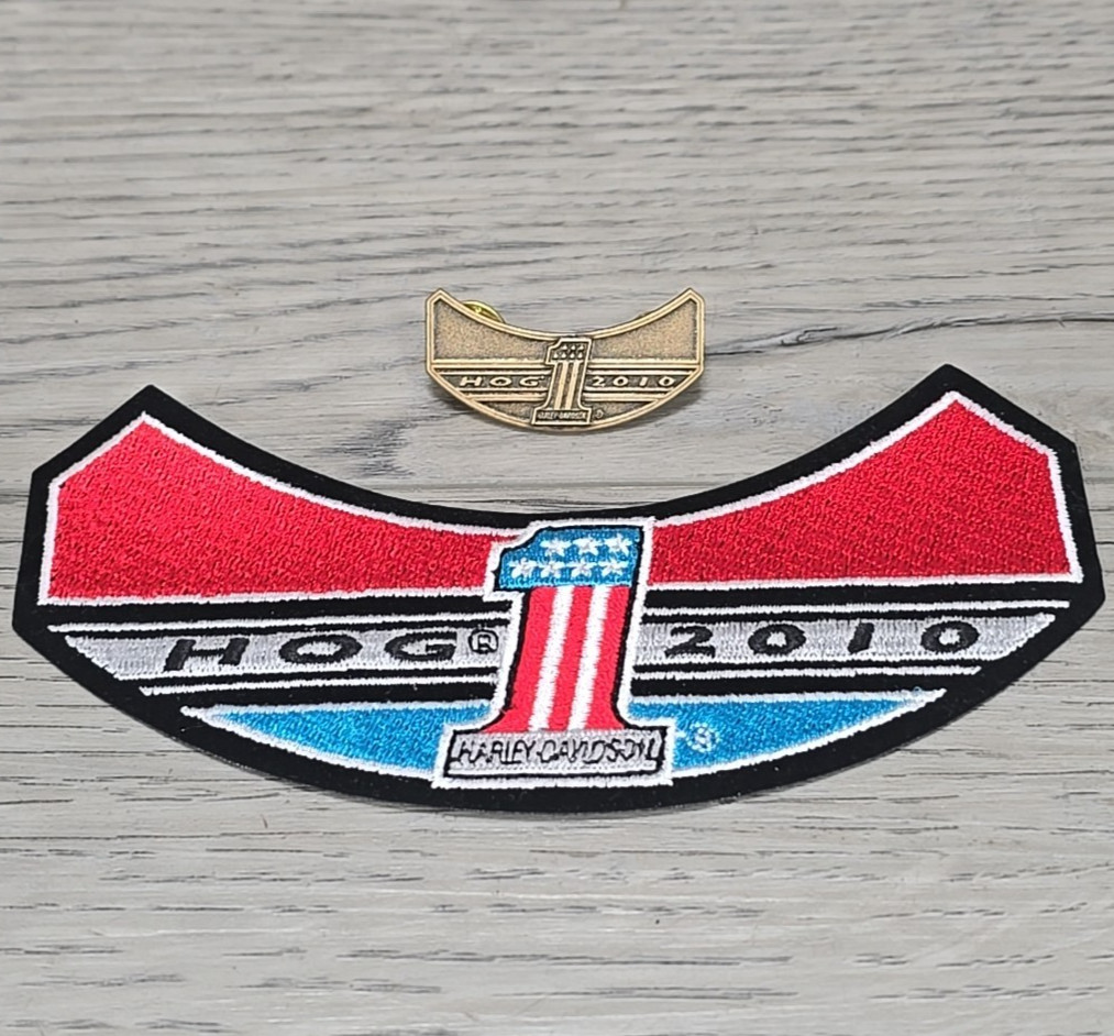 2010 HOG Harley Owners Group Silver Wing Small Rocker Vest Jacket Patch & Pin