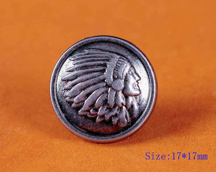 20X 17mm Western Equestrian Cowboy Engraved Indian Skull Leathercraft Conchos