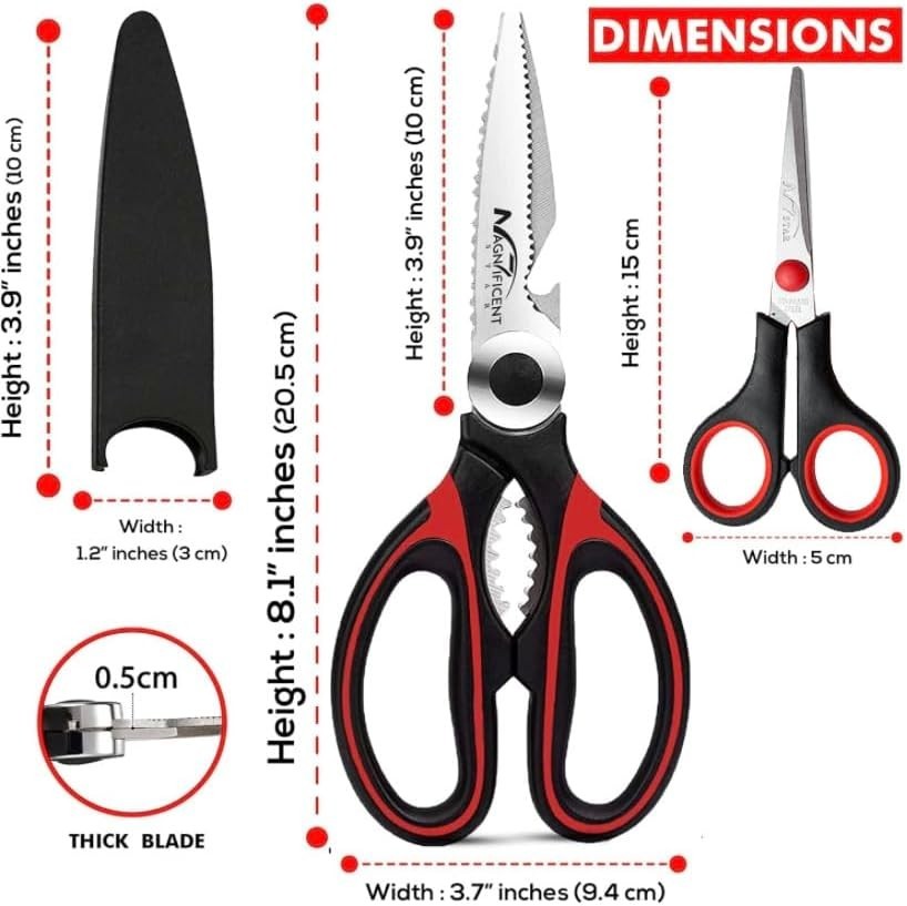 Professional Sharp Kitchen Shears with Safety Cover - Versatile & Durable Design