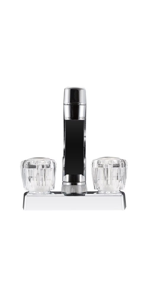 Two Handle 4" Kitchen/Bar Faucet w/Clear Acyrlic Knobs - Chrome Polished