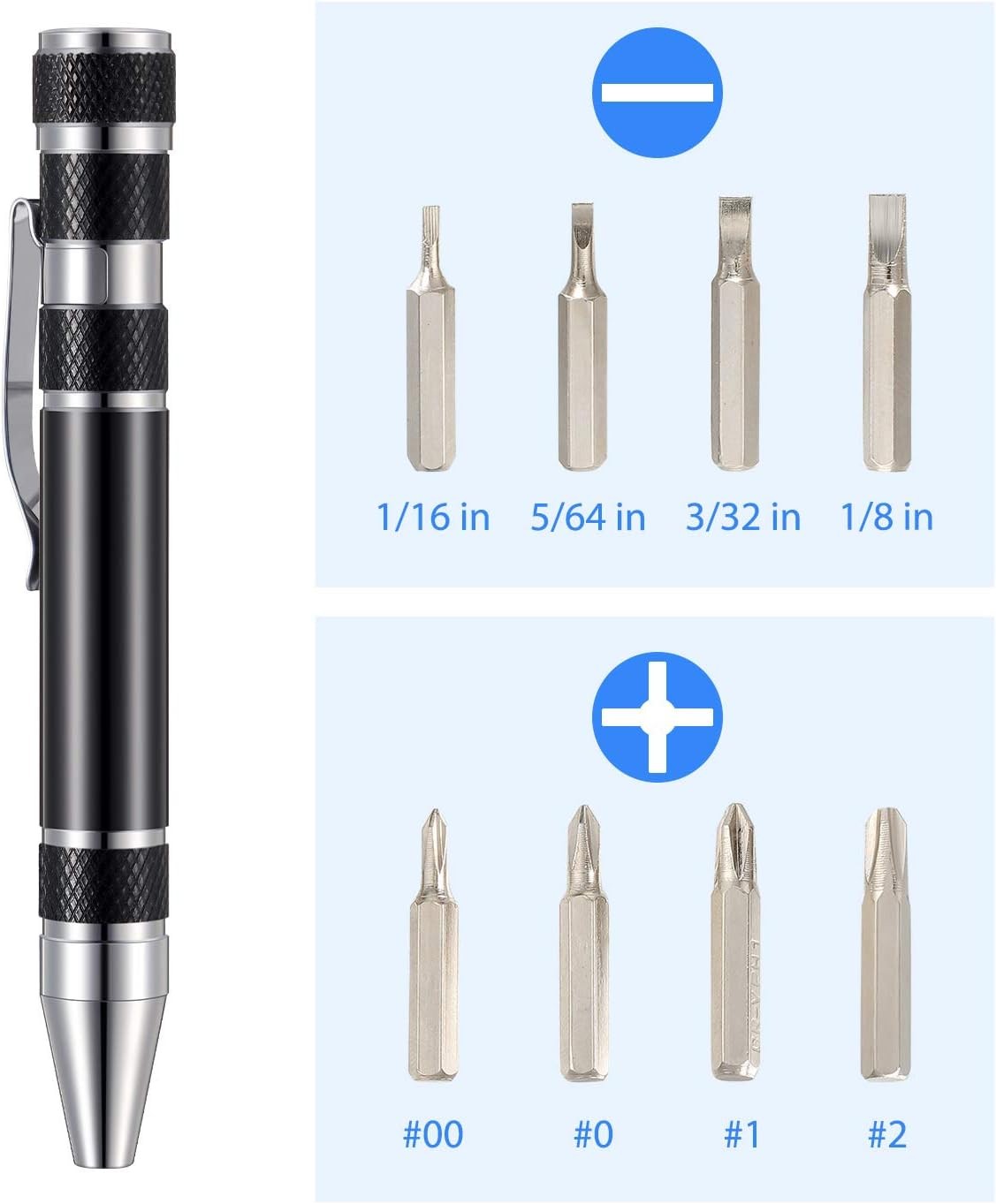 Mudder 4PCS 8-in-1 Magnetic Pen Screwdriver Multitool