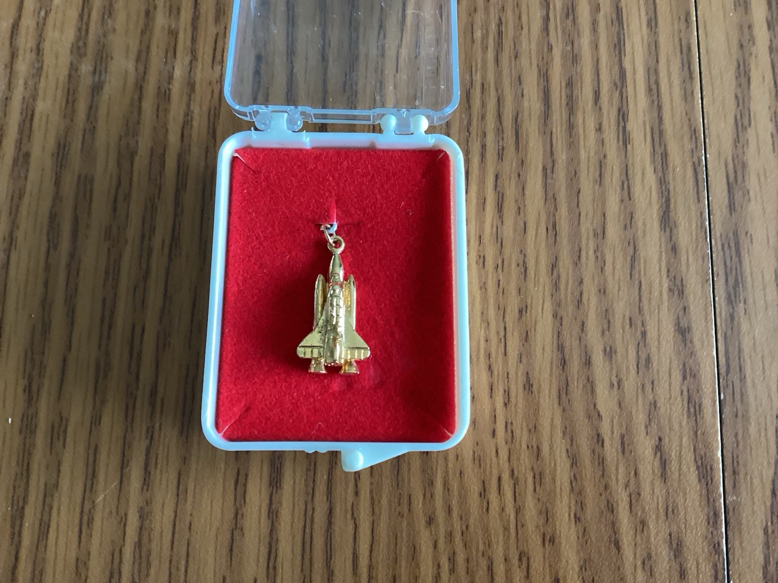 NASA Space Shuttle 3D Pendant Charm Gold Tone Vintage Souvenir